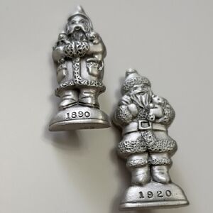 Pewter Santa Broches Signed Fort